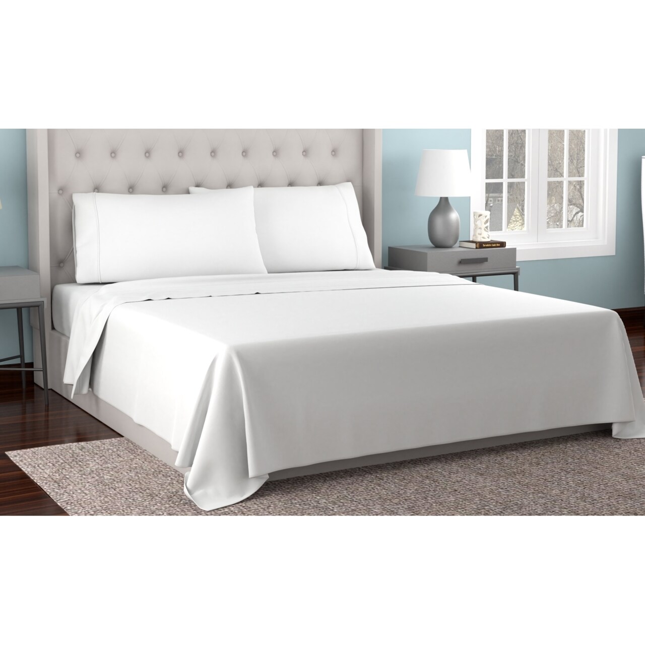 Kathy Ireland Organic Cotton Percale Sheet Set 300 Thread Count Queen King Size
